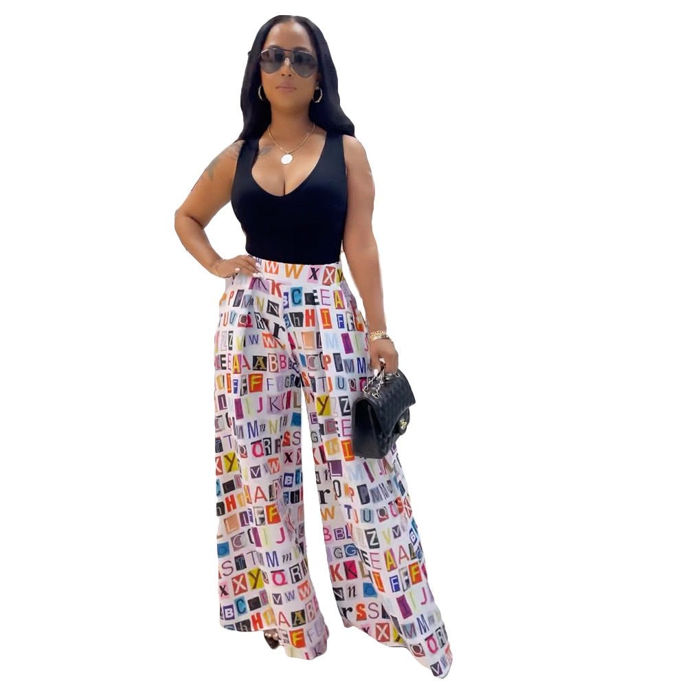Real Queen Fashion Print Wide Leg Pant